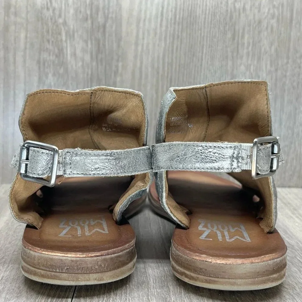 Miz Mooz Sandals Womens 36 US 5.5-6 Fallon Metallic Slingback Gladiator Silver - Picture 7 of 12